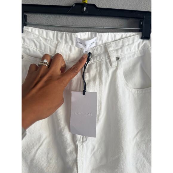 Grey lab women white wide leg jeans/high waisted - Picture 3 of 11